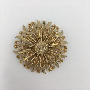 COPY - LISNER Atomic Starburst MCM Gold Tone Round BROOCH Pin - PERFECT!